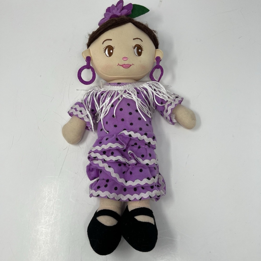 Apex Gifts Gypsy Plush Girl Rag Doll Purple Dress Soft Cloth Stuffed Toy 14"